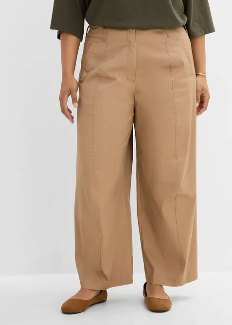 Twill Barrel-Hose in braun von vorne - bonprix