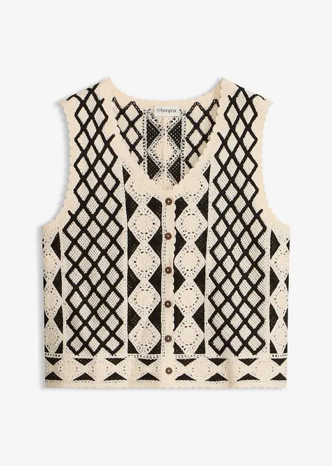 Strick-Weste in beige von vorne - bonprix