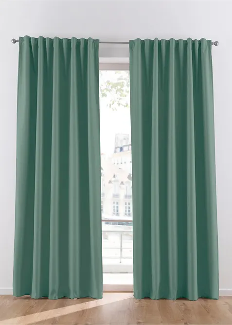 Thermo-Vorhang mit weicher Fleece-Rückseite, auch in extra lang (1er Pack) in grün - bonprix