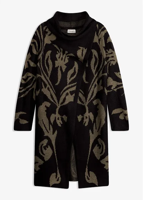 Strickmantel in schwarz von vorne - bonprix