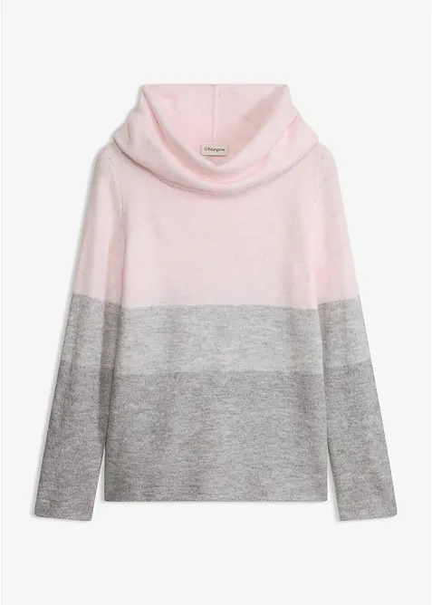 Rollkragenpullover aus Strick in rosa von vorne - bonprix