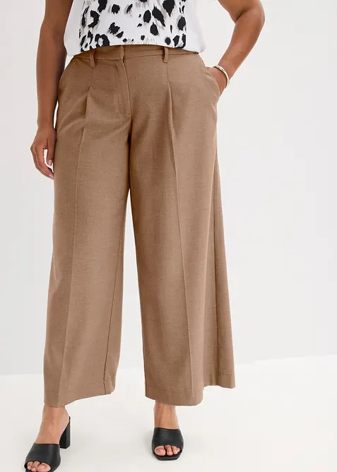 Bundfaltenhose in braun von vorne - bonprix