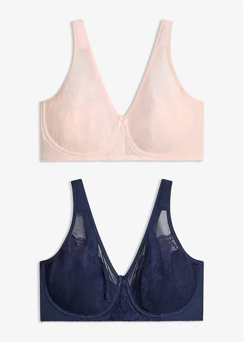 Minimizer-BH mit gepolsterten Trägern (2er Pack) in blau von vorne - bonprix