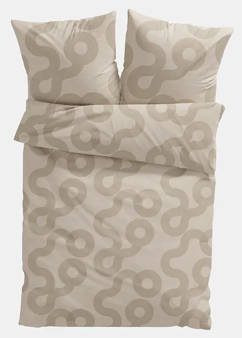 Baumwollmix-Bettwäsche in beige von vorne - bonprix