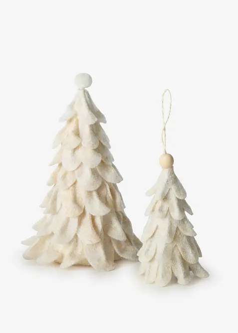 Deko-Objekte Tannenbaum (2-tlg. set) in weiß von vorne - bonprix