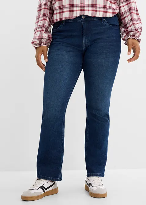 Bootcut-Jeans Mid Waist in blau von vorne - bonprix