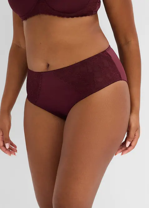 Maxislip mit grafischer Spitze in lila von vorne - bonprix