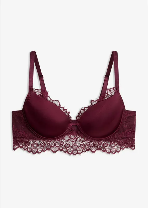 Schalen-BH mit edler Spitze in lila von vorne - bonprix
