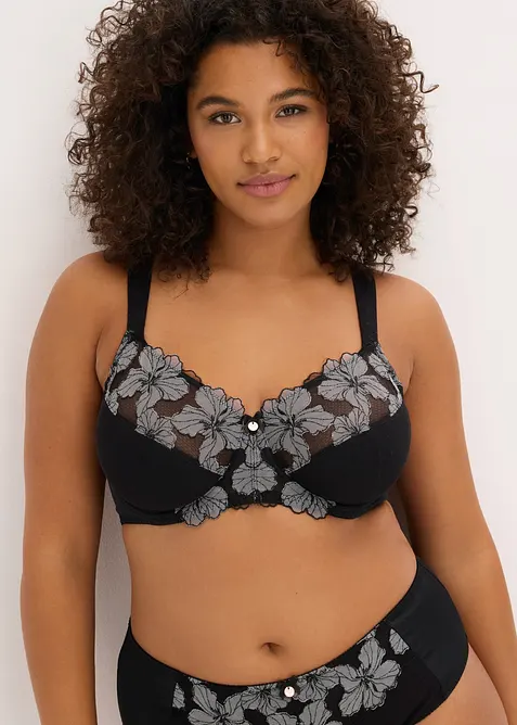 Minimizer-BH mit gepolsterten Trägern in schwarz von vorne (im Anschnitt) - bonprix