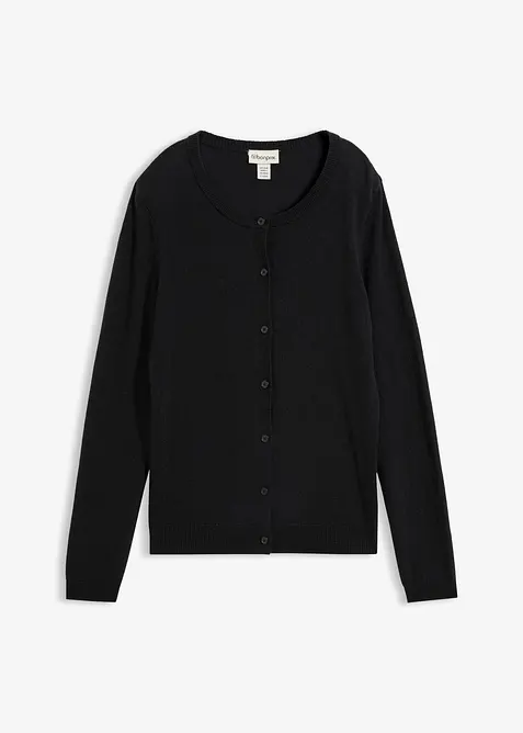Strickjacke aus weichem Kaschmir-Mix mit Good Cashmere Standard® in schwarz von vorne - bonprix