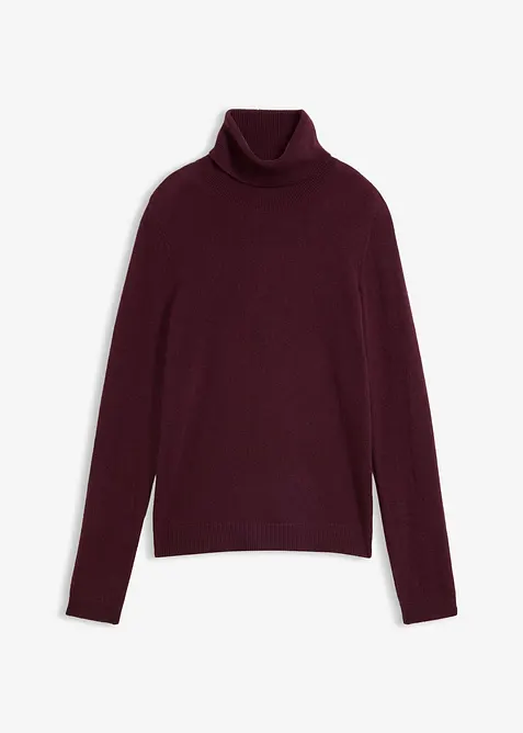 Rollkragenpullover aus weichem Kaschmir-Mix mit Good Cashmere Standard® in rot von vorne - bonprix