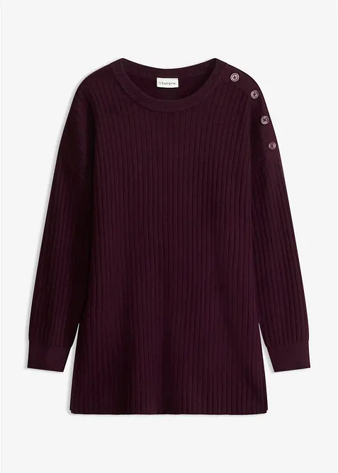 Viskose-Mix Pullover mit Deko Knopfleiste in rot von vorne - bonprix