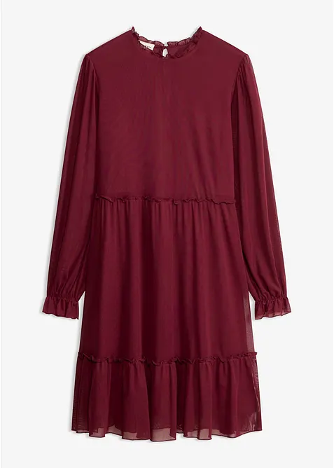 Jerseykleid aus feinem Mesh in rot von vorne - bonprix