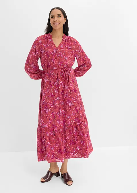 Chiffonkleid mit Bindedetail in rot im Look von vorne (Totalaufnahme) - bonprix