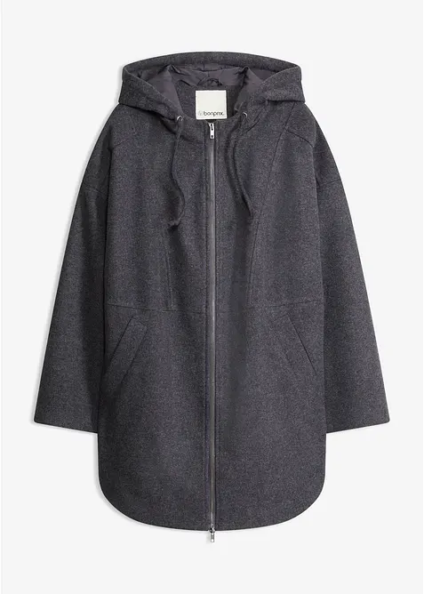 Übergangsjacke, Wollimitat in grau von vorne - bonprix