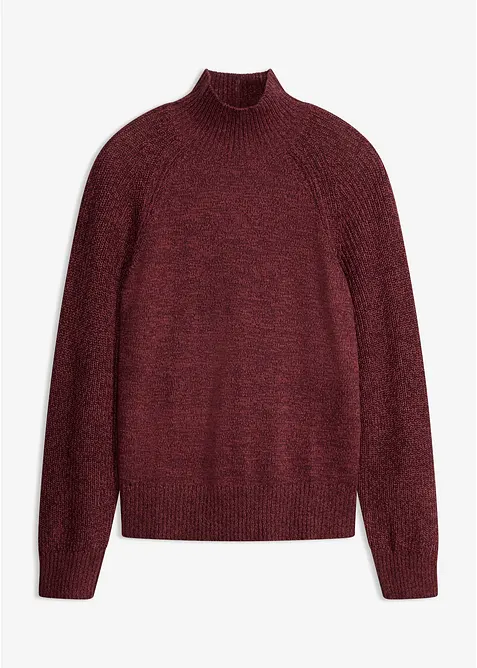 Grobstrick-Pullover mit Stehkragen in rot von vorne - bonprix