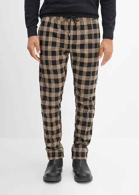 Hose in Wolloptik mit Bequembund, Regular-Fit in schwarz von vorne - bonprix