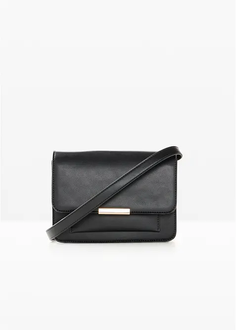 Umhängetasche mit Metalldetail in schwarz von vorne - bonprix