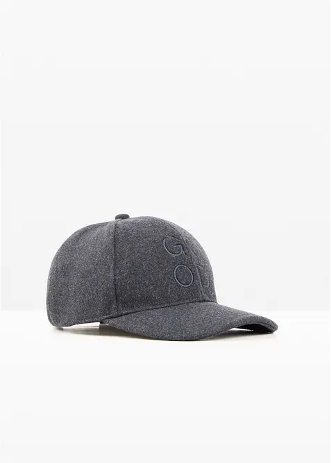 Cap in Wolloptik in grau von vorne - bonprix