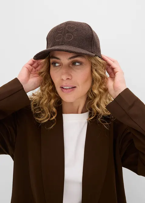 Cap in Wolloptik in braun von vorne (im Anschnitt) - bonprix