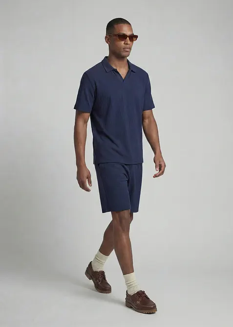 JJ REBEL Shirt und kurze Hose (2-tlg.Set) in blau von vorne (Totalaufnahme) - JJ REBEL