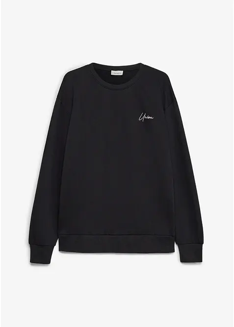 Sweatshirt aus reiner Bio Baumwolle, Loose Fit in schwarz von vorne - bonprix