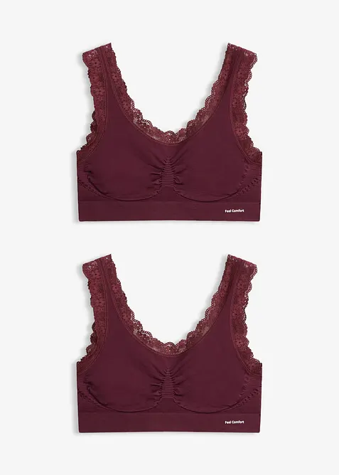 Feel Comfort Seamless Bustier (2er Pack) in lila von vorne - bonprix