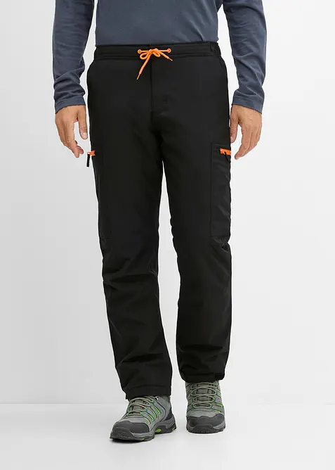 wasserdichte Cargo-Funktionshose mit warmen Futter, Relaxed Fit in schwarz von vorne - bonprix