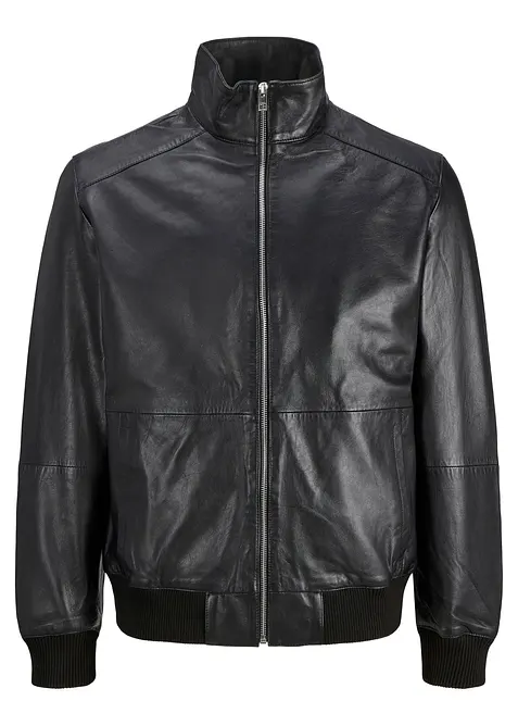 JJ REBEL Lederjacke in schwarz von vorne - JJ REBEL
