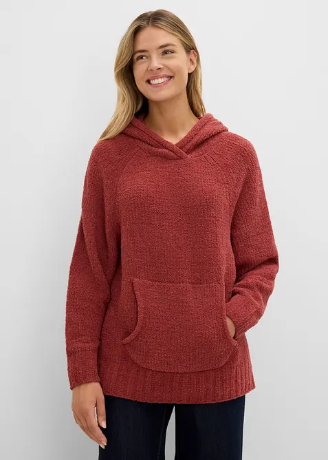 Kapuzenpullover in Teddy-Fleece in braun von vorne (im Anschnitt) - bonprix
