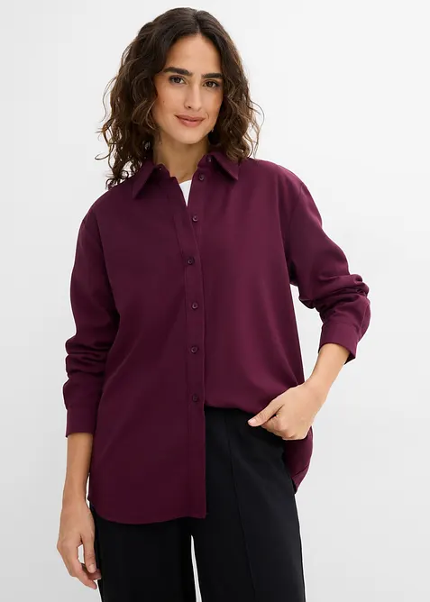 Hemdbluse aus Viskose-Mix in rot von vorne (im Anschnitt) - bonprix