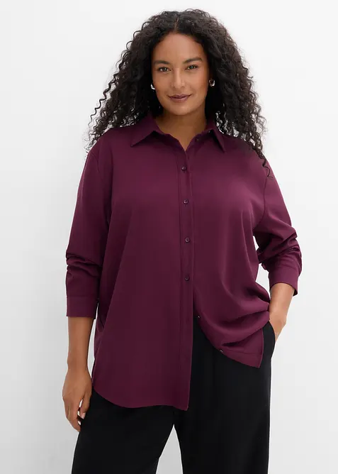 Hemdbluse aus Viskose-Mix in rot von vorne (im Anschnitt) - bonprix