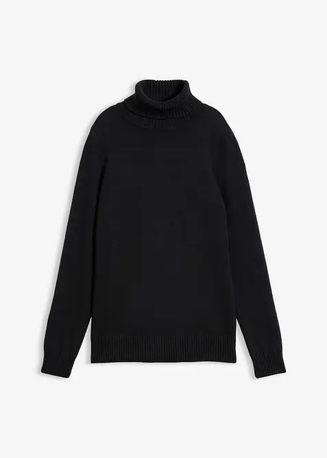 Rollkragenpullover in schwarz von vorne - bonprix