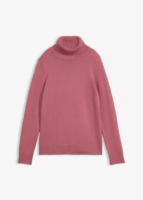 Rollkragenpullover in lila von vorne - bonprix
