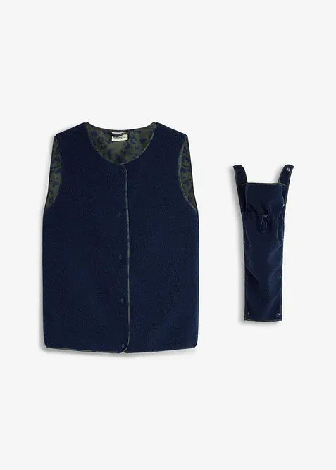 2-in-1 weiche Umstands-und Trageweste aus Teddyfleece (2-tlg. Set) in blau von vorne - bonprix