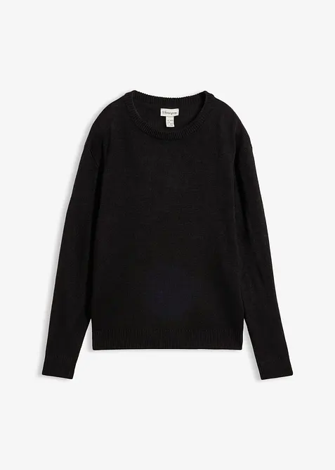 Strick-Pullover mit Rundhals-Ausschnitt in schwarz von vorne - bonprix