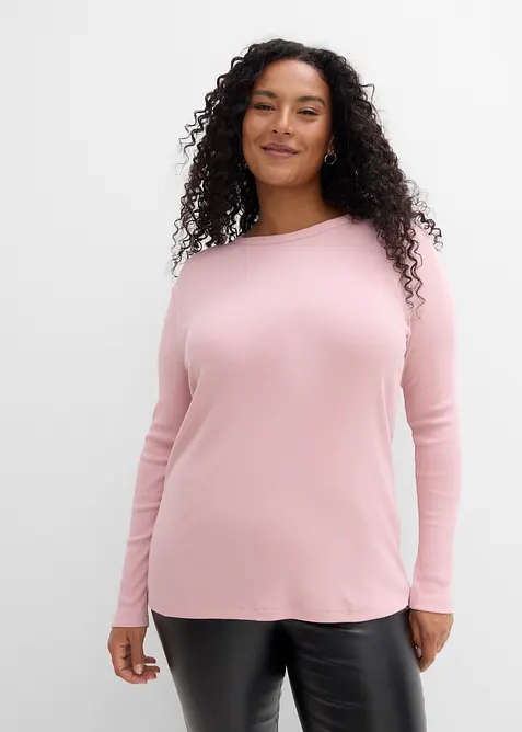 Rippshirt aus reiner Bio-Baumwolle (6er Pack) in schwarz von vorne (im Anschnitt) - bonprix