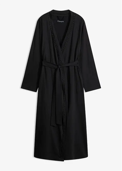 Bademantel aus Shirtqualität in schwarz von vorne - bonprix