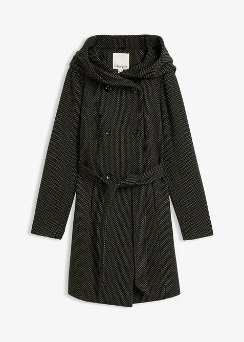 Kurzmantel mit Wolle in grün von vorne - bonprix