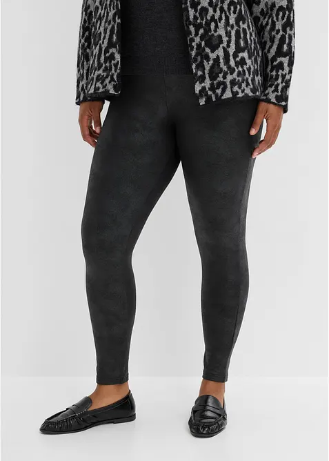 Thermo-Leggings mit Beschichtung in schwarz von vorne - bonprix