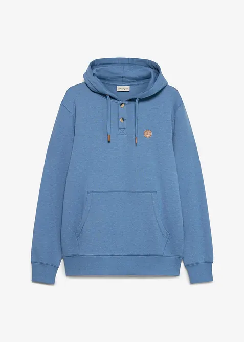 Hoodie aus weichem Baumwoll-Mix in blau von vorne - bonprix