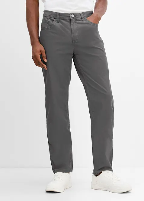 Regular-Fit Stretch-Hose, Straight in grau von vorne - bonprix