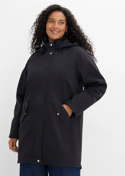 Wasserabweisender Parka in schwarz von vorne (im Anschnitt) - bonprix
