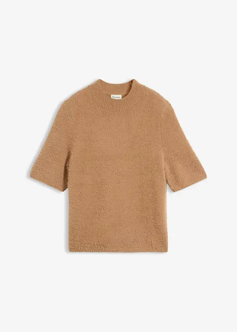 Federgarn-Pullover in braun von vorne - bonprix