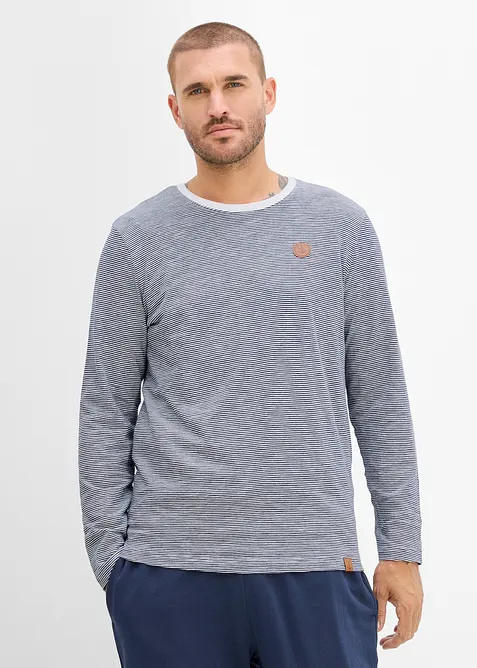 Langarmshirt aus reiner Bio-Baumwolle in weiß von vorne (im Anschnitt) - bonprix
