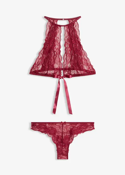 Bustier und Slip ouvert (2-tlg.Set) in rot von vorne - bonprix