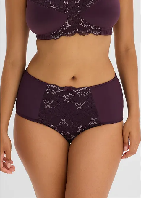 Maxislip mit zarter Spitze in lila von vorne - bonprix