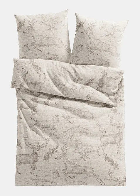 Biber-Bettwäsche in beige von vorne - bonprix