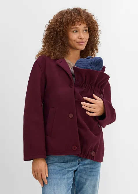 Kurzer Umstands- und Tragejacke mit abnehmbarem Schal (3-tlg. Set) in rot von vorne (im Anschnitt) - bonprix