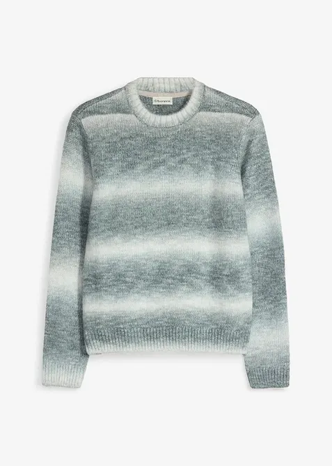 Grobstrick-Pullover mit Wolle und Farbverlauf in grau von vorne - bonprix